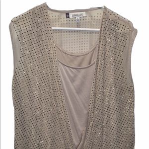 Jennifer Lopez Dress Tank with Faux Wrap Shell